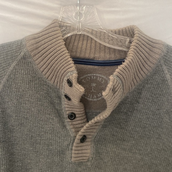 TOMMY BAHAMA 1/4 Button Mock Pullover Sweater Grey Men's Sz large - Picture 2 of 6
